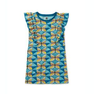 Tea Collection Girls Sleeveless Ruffle A-Line Dress Butterfly in Blue